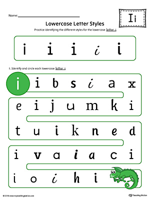 Lowercase Letter I Styles Worksheet (Color)