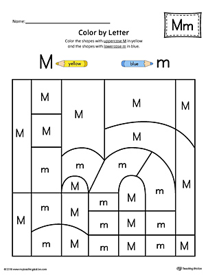 Lowercase Letter M Color-by-Letter Worksheet
