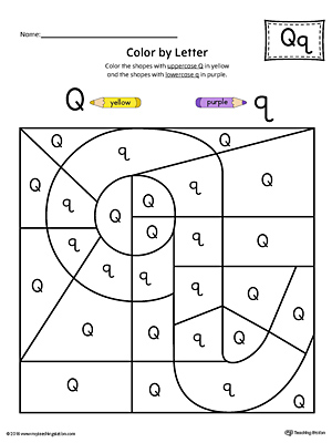 Lowercase Letter Q Color-by-Letter Worksheet