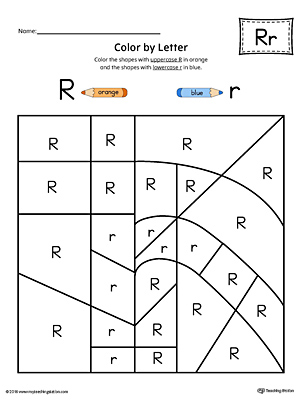 The Lowercase Letter R Color-by-Letter Worksheet will help your child identify the letters of the alphabet and discover colors and shapes.