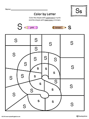 The Lowercase Letter S Color-by-Letter Worksheet will help your child identify the letters of the alphabet and discover colors and shapes.