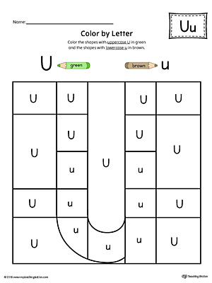 The Lowercase Letter U Color-by-Letter Worksheet will help your child identify the letters of the alphabet and discover colors and shapes.