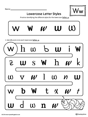 Lowercase Letter W Styles Worksheet