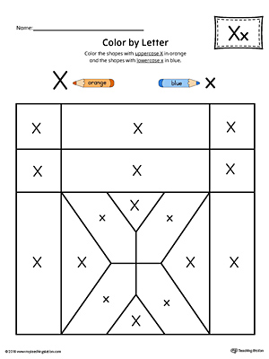 Lowercase Letter X Color-by-Letter Worksheet
