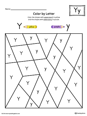 Lowercase Letter Y Color-by-Letter Worksheet