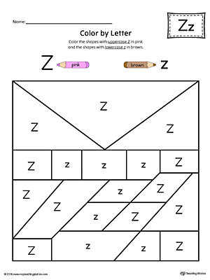 Lowercase Letter Z Color-by-Letter Worksheet