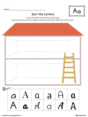 Sort the Uppercase and Lowercase Letter A Worksheet (Color)