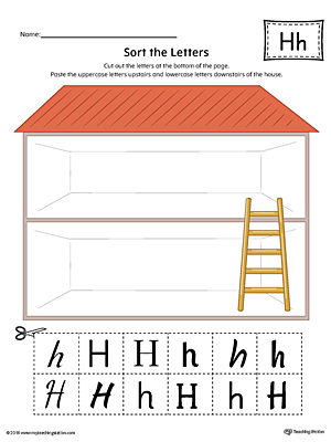 Sort the Uppercase and Lowercase Letter H Worksheet (Color)
