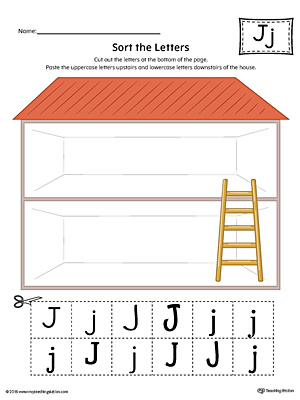 Sort the Uppercase and Lowercase Letter J Worksheet (Color)