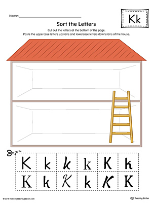 Sort the Uppercase and Lowercase Letter K Worksheet (Color)