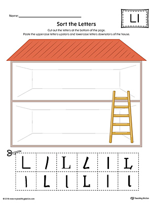Sort the Uppercase and Lowercase Letter L Worksheet (Color)
