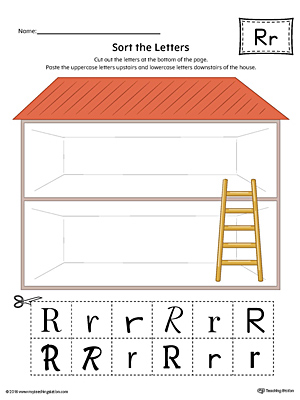 Sort the Uppercase and Lowercase Letter R Worksheet (Color)