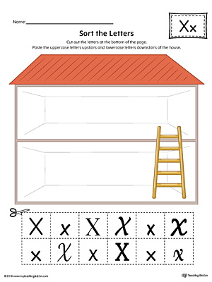 Sort the Uppercase and Lowercase Letter X Worksheet (Color)