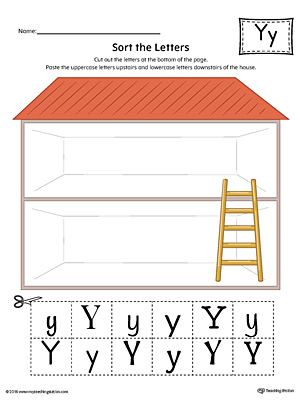 Sort the Uppercase and Lowercase Letter Y Worksheet (Color)