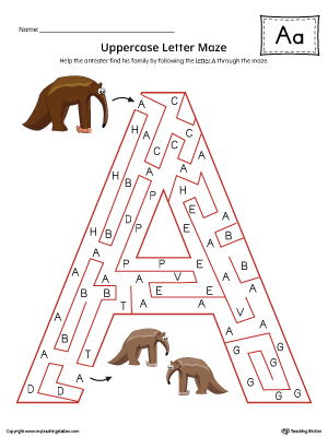 The Uppercase Letter A Maze in Color is an excellent worksheet for your preschooler or kindergartener to practice identifying the letters of the alphabet.
