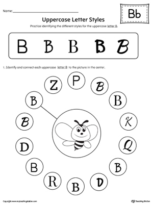 Uppercase Letter B Styles Worksheet