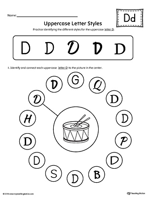 Uppercase Letter D Styles Worksheet