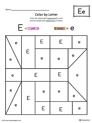 Uppercase Letter E Color-by-Letter Worksheet