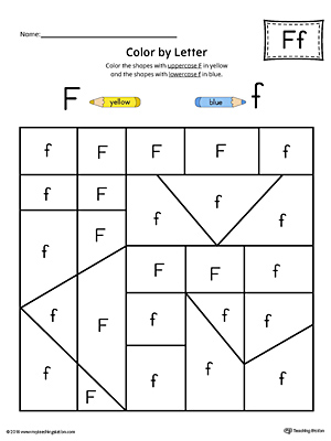 Uppercase Letter F Color-by-Letter Worksheet