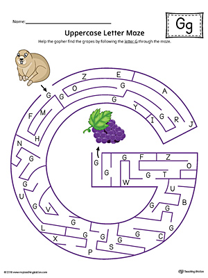 The Uppercase Letter G Maze in Color is an excellent worksheet for your preschooler or kindergartener to practice identifying the letters of the alphabet.