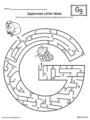 The Uppercase Letter G Maze is an excellent worksheet for your preschooler or kindergartener to practice identifying the letters of the alphabet.
