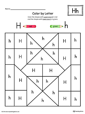 Uppercase Letter H Color-by-Letter Worksheet | MyTeachingStation.com