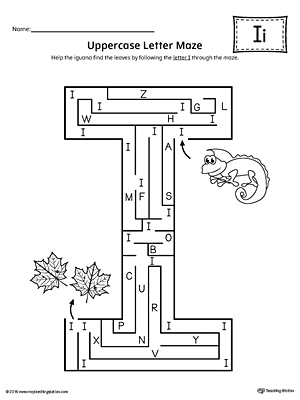 Uppercase Letter I Maze Worksheet