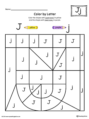 The Uppercase Letter J Color-by-Letter Worksheet will help your child identify the letters of the alphabet and discover colors and shapes.