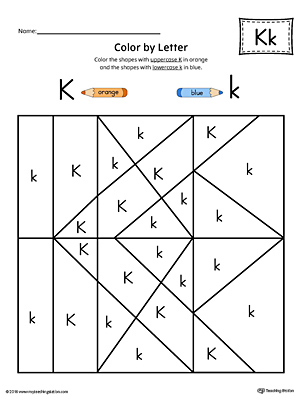 Uppercase Letter K Color-by-Letter Worksheet