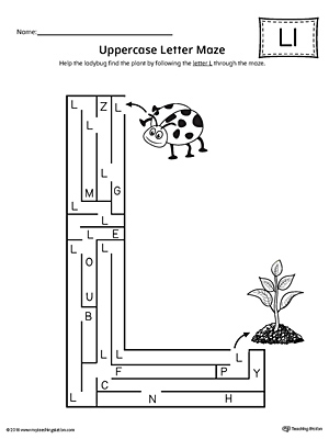 The Uppercase Letter L Maze is an excellent worksheet for your preschooler or kindergartener to practice identifying the letters of the alphabet.