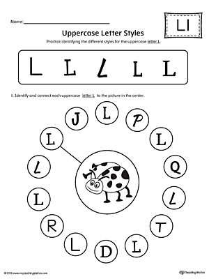 Uppercase Letter L Styles Worksheet