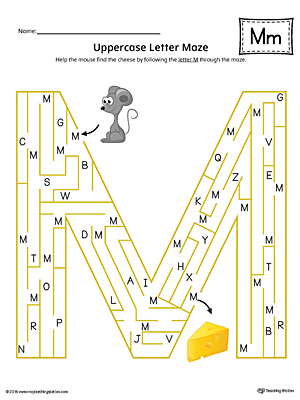 The Uppercase Letter M Maze in Color is an excellent worksheet for your preschooler or kindergartener to practice identifying the letters of the alphabet.