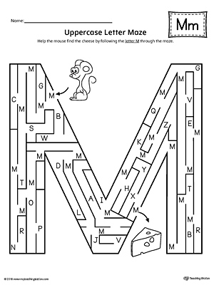 Uppercase Letter M Maze Worksheet