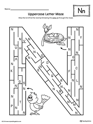 The Uppercase Letter N Maze is an excellent worksheet for your preschooler or kindergartener to practice identifying the letters of the alphabet.