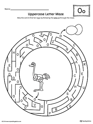 Uppercase Letter O Maze Worksheet