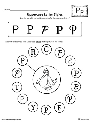 Uppercase Letter P Styles Worksheet