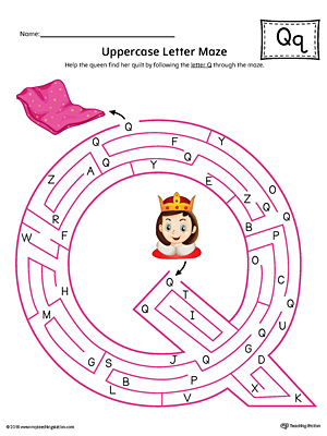 The Uppercase Letter Q Maze in Color is an excellent worksheet for your preschooler or kindergartener to practice identifying the letters of the alphabet.