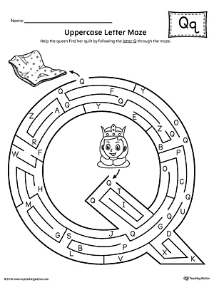 Uppercase Letter Q Maze Worksheet