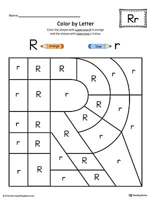 Uppercase Letter R Color-by-Letter Worksheet | MyTeachingStation.com