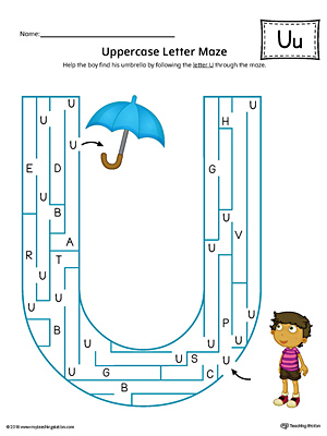 The Uppercase Letter U Maze in Color is an excellent worksheet for your preschooler or kindergartener to practice identifying the letters of the alphabet.