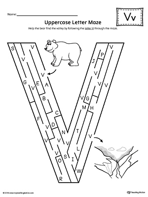 The Uppercase Letter V Maze is an excellent worksheet for your preschooler or kindergartener to practice identifying the letters of the alphabet.