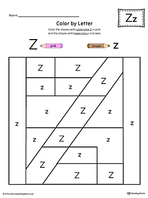 Uppercase Letter Z Color-by-Letter Worksheet