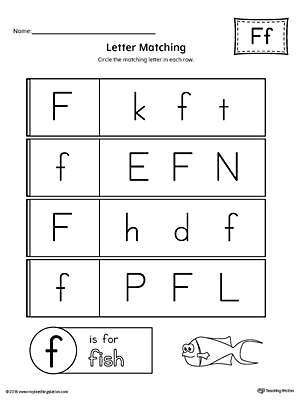 Letter F Uppercase and Lowercase Matching Worksheet