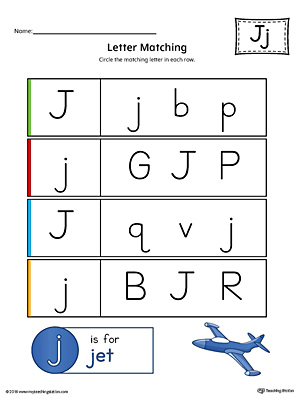 Use the Letter J Uppercase and Lowercase Matching Printable Worksheet to help your preschooler to match upper to lowercase letters.