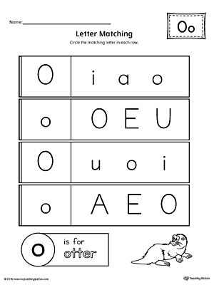 Use the Uppercase and Lowercase Letter O Matching Worksheet to help your preschooler to match upper to lowercase letters.