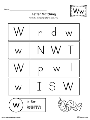 Use the Uppercase and Lowercase Letter W Matching Worksheet to help your preschooler to match upper to lowercase letters.