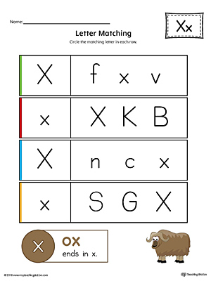 Use the Letter X Uppercase and Lowercase Matching Printable Worksheet to help your preschooler to match upper to lowercase letters.