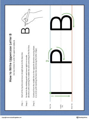 How to Write Uppercase Letter B Printable Poster (Color)