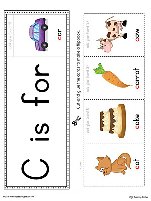 Letter C Beginning Sound Flipbook Printable (Color)