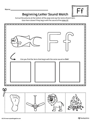 Letter F Beginning Sound Picture Match Worksheet